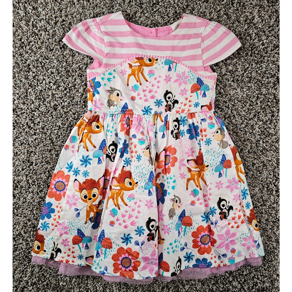 Disney Store Toddler Girls Sz 4T Bambi woodland friends dress
